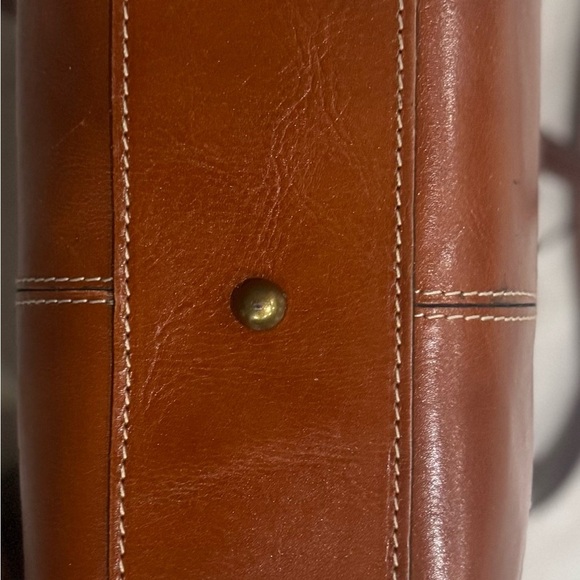 NWOT Patricia Nash Verbania Satchel Purse Brown Leather Studded in Tan - Picture 9 of 10